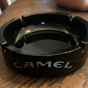 Vintage Camel Black Glass Ashtray